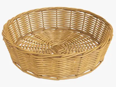 Wicker basket round medium brown 3D model