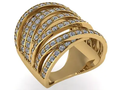 criss cross multiple row ring with pave  3D print model