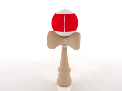 kendama ball on wooden stick Low-poly 3D model