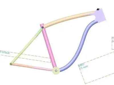 3D Bicycle rainbow colored pipe with handle 3D model