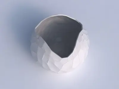 Bowl Spheric wavy with fine organic cells 3D print model