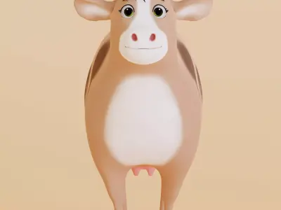 3D CARTOON COW MODEL Farm-animals Low-poly 3D model