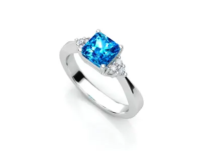 ZDR024 topaz and diamond ring 3D print model