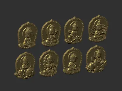 eight buddhas 3D print model