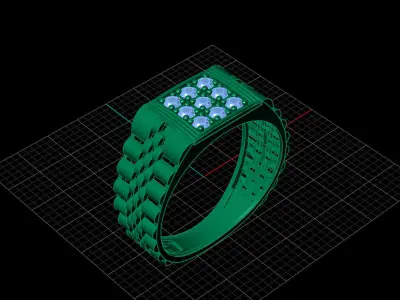 Print Ready STL 3DM  Gents Rings Diamond Men Ring  3D print model 188