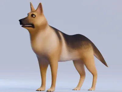Low poly - Stylized dog - German Shepherd Low-poly 3D model