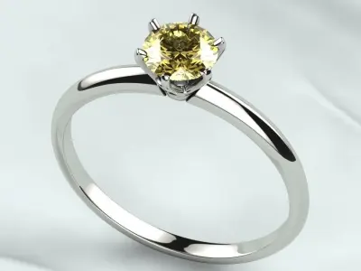 5mm Gemstone Tiffanys Style Gold Ring 3D print model