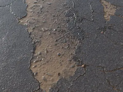 Wet asphalt 34 png pbr seamless 4k 3D model