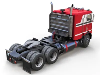 Freightliner Powerliner semitruck Low-poly 3D model