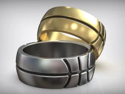 Basketball Ball Polished Wedding Band 3D print model