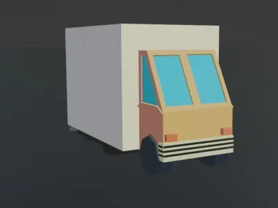 Truck low poly flat 3D model