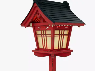 Japanese Pole lamp Low-poly 3D model