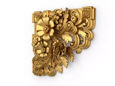 Classic carved corner decor ornament cnc 3d printing stl 01 3D model