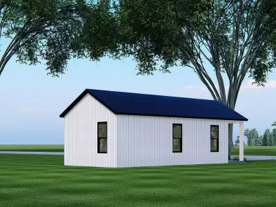 Modern Barndominium 3D Model  Barn Style Residence Design 3D model