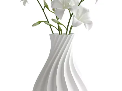 3D vase model with organic twisted Low-poly 3D model