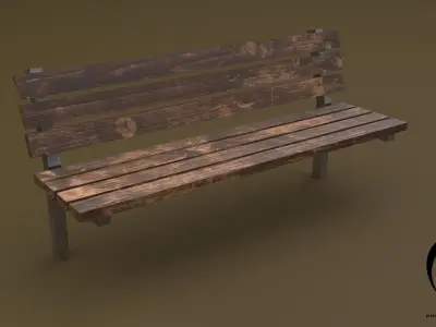 Bench 40 4in1 - 4 PBR Texture 1 Model Low-poly 3D model