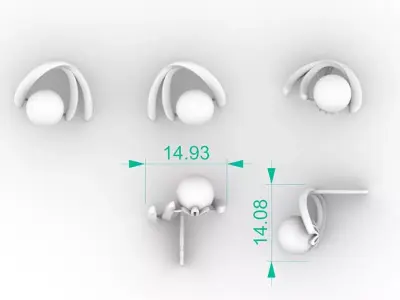 Premium Minimalist Pearl Stud Earrings 3D print model