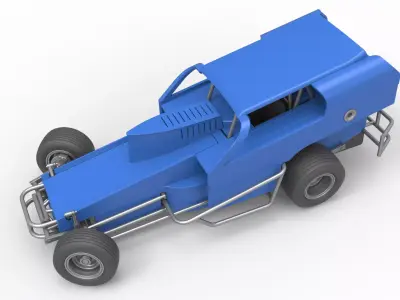 Vintage Dirt Modified stock car V2 while turning Scale 1 to 25 3D print model