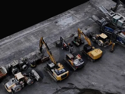 construction-site vehicles trucks machinery photogrammetry Low-poly 3D model