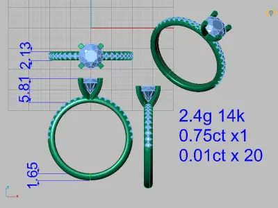 Solitaire with Smalls down sides 3D print model