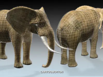 Elephant two elephants Low-poly 3D model