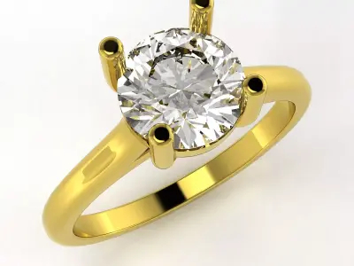 1ct Round Solitaire Cathedral Ring  Stone Package sizes US 4to11 3D print model