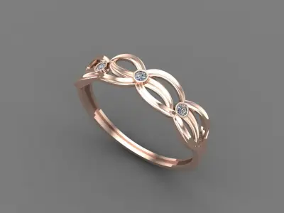 Women Ring Diamond Stone STL 3DM Lightweight Printable 3D print model 4