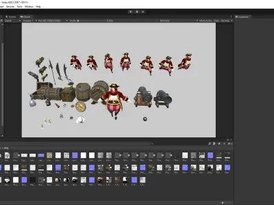 Animated Pirate Character with Props and PBR Textures  Low-poly 3D model
