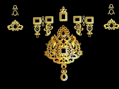 peacock Necklace design 3D print model