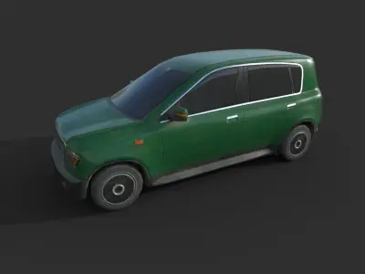 Generic Hatchback 01  Dirty Green Low-poly 3D model