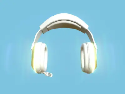Headset 06 - Gold White - Character Fashion Design Low-poly 3D model