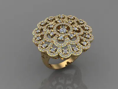 STL 3DM Print Ready Women Diamond Ring Lightweight Printable  3D print model 110