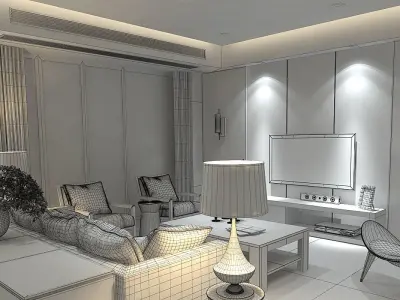 living room very clear scene 3D model