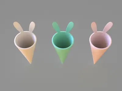 Easter Bunny Treat Cone Decoration Low-poly 3D model