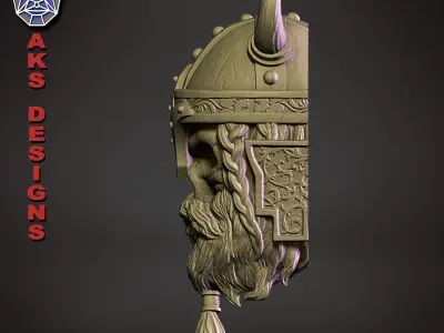 Ancient viking warrior skull v1 Bas relief for wall decoration 3D print model