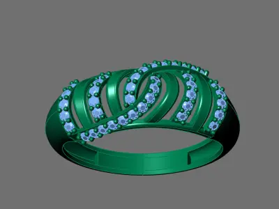 Womens Rings With Stone Ring Ready STL 3DM Models Rings women 3D print model 19