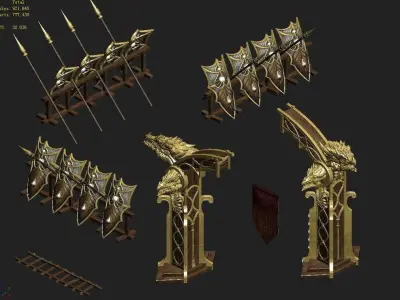 GameNagisen Grassland - Goblin Barracks Gate 01 3D model