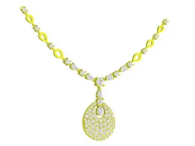 6588 luxury korean style diamond women pendant necklace 3D print model