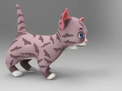 Cartoon Pet Cat Kitten  Low-poly 3D model