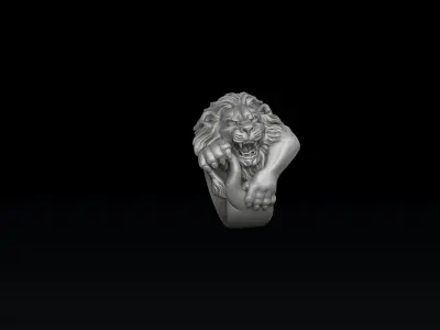 Furious Angry Lion Pendant Ring Collection Set 3D print model