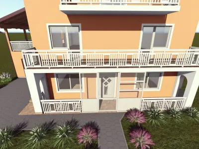 House with balconies and stairs 3D model