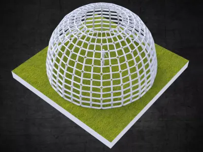 Dome structure rectangular panels geodesic style architecture Low-poly 3D model