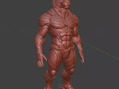 Cyberpunk Tiger  Armored Futuristic 3D Printable Statue 3D print model