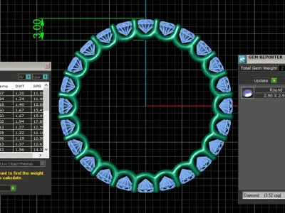 U Shaped Eternity Ring 2 point 9 mm stone size swiss 17 and EU57 3D print model