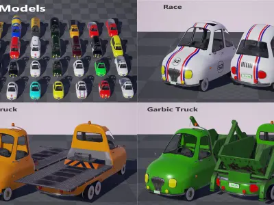 Toon Vehicle kit  Low-poly 3D model