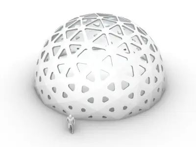 Geodesic Dome with Dynamic Perforations and glass panels 3D model