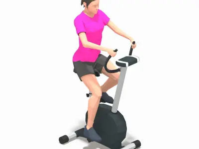 Bicycle  Exercise Woman Animation Low-poly 3D model