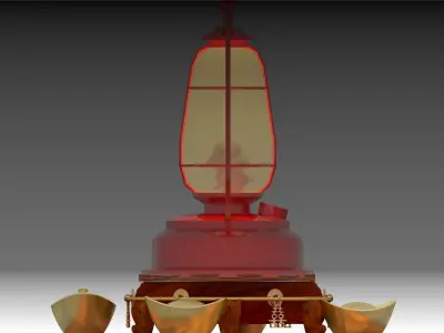 Chinese kerosene with gold ingot 3D model