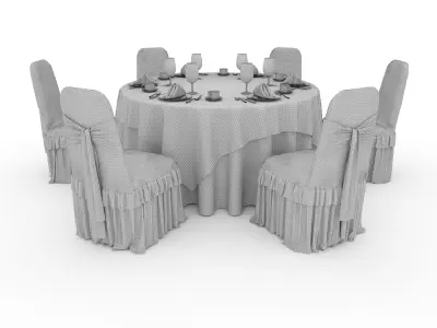 Banquet Table and Chair 57 3D model