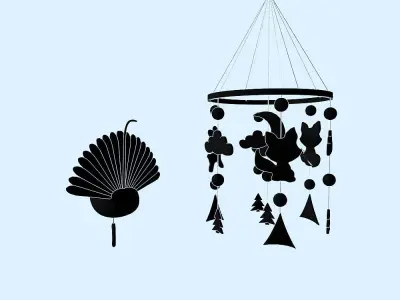 WOODLAND BOHO ANIMALS MOBILE 3D model